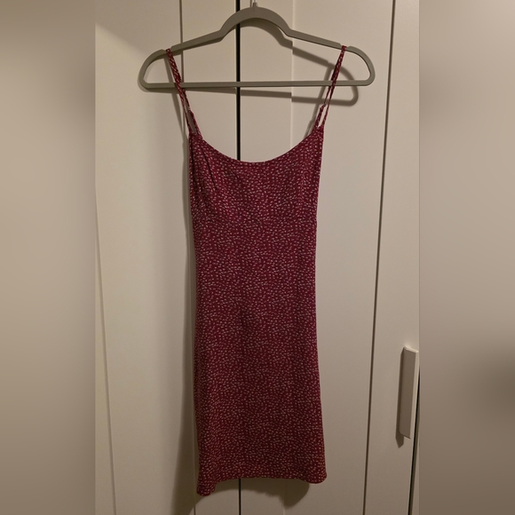 Brandy Melville Red Floral Mini Dress Tie Back - Picture 5 of 5
